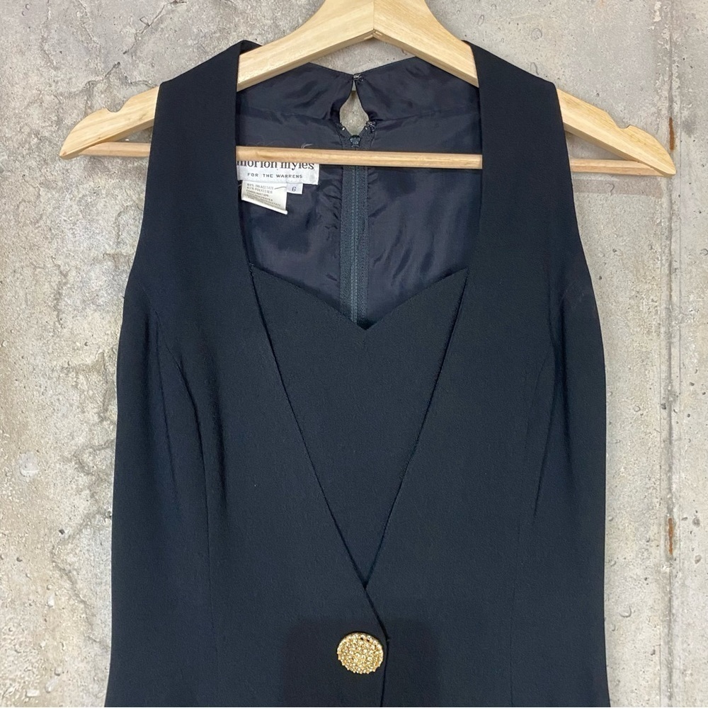 Vintage 90s Morton Myles black sleeveless mini flirty dress 6 small - Picture 3 of 8